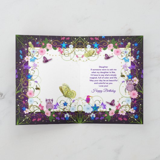 魔法および魅惑的な誕生日、娘 カード (内部)