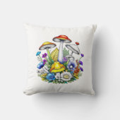 魔法お洒落のキノコと花 クッション (正面)