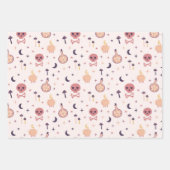 魔法お洒落のピンクの魔女をテーマにした ラッピングペーパーシート (正面2)