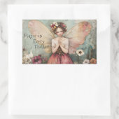 魔法お洒落の妖精&フラワーガーデンと引用文 長方形シール (バッグ)