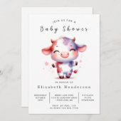 魔法お洒落の牛の赤ちゃんシャワー 招待状 (正面/裏面)