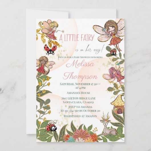魔法お洒落の魔法の森の妖精&レディーバグ 招待状 (正面)
