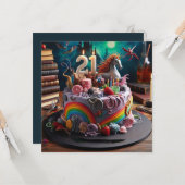 魔法お洒落の21歳の誕生日ケーキ カード (正面/裏面インサイチュ)