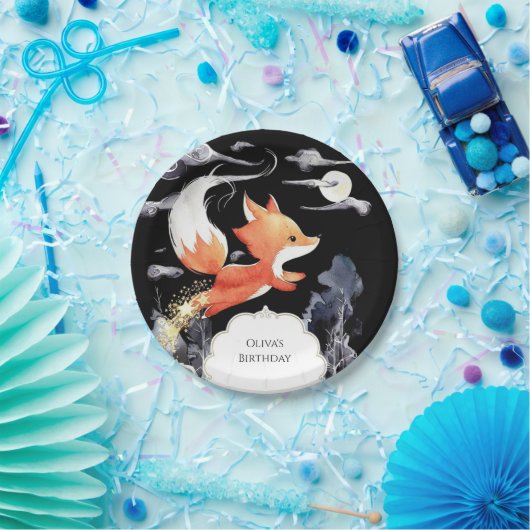 魔法お洒落キツネ誕生日 ペーパープレート (パーティー)