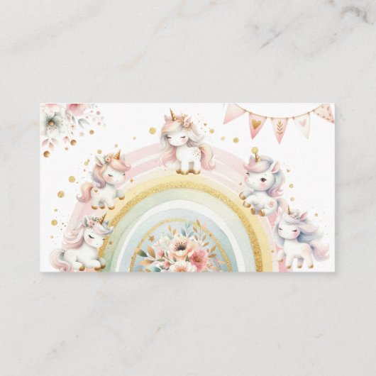 魔法お洒落パステルユニコーン子供の誕生日 エンクロージャーカード (裏面)