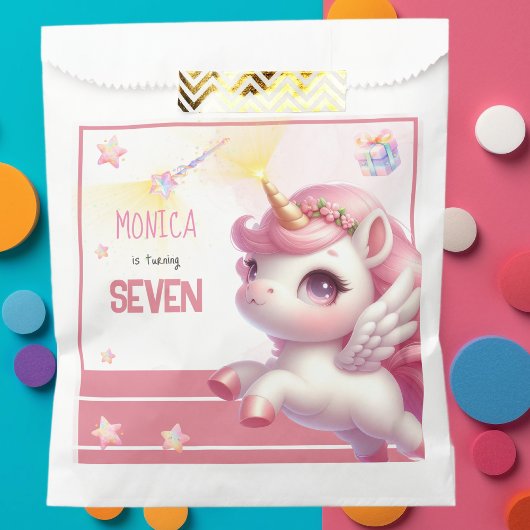 魔法お洒落パステルユニコーン子供の誕生日 フェイバーバッグ