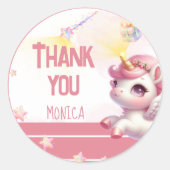 魔法お洒落パステルユニコーン子供の誕生日 ラウンドシール (正面)