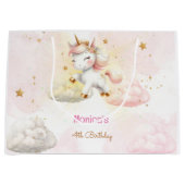 魔法お洒落パステルユニコーン子供の誕生日 ラージペーパーバッグ (正面)