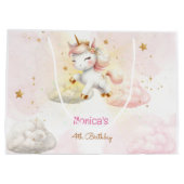 魔法お洒落パステルユニコーン子供の誕生日 ラージペーパーバッグ (裏面)