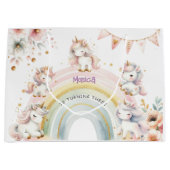 魔法お洒落パステルユニコーン子供の誕生日 ラージペーパーバッグ (正面)