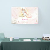 魔法お洒落パステルユニコーン子供の誕生日 横断幕 (トレードショー)