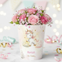 魔法お洒落パステルユニコーン子供の誕生日 紙コップ