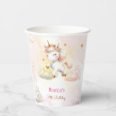 魔法お洒落パステルユニコーン子供の誕生日 紙コップ (正面)