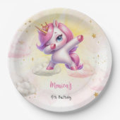 魔法お洒落ピンクダビング子供の誕生日 ペーパープレート (正面)