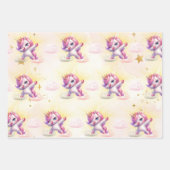 魔法お洒落ピンクダビング子供の誕生日 ラッピングペーパーシート (正面2)