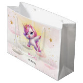 魔法お洒落ピンクダビング子供の誕生日 ラージペーパーバッグ (正面アングル)