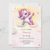魔法お洒落ピンクダビング子供の誕生日 招待状 (正面)