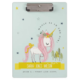 魔法お洒落ユニコーンピンクティール（緑がかった色）アクアプリンセス クリップボード
