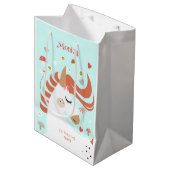 魔法お洒落ユニコーン子供の誕生日 ミディアムペーパーバッグ (正面アングル)