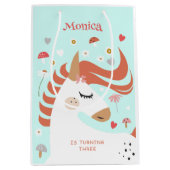 魔法お洒落ユニコーン子供の誕生日 ミディアムペーパーバッグ (正面)