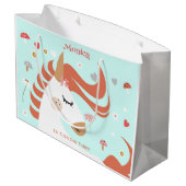 魔法お洒落ユニコーン子供の誕生日 ラージペーパーバッグ (裏面アングル)