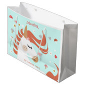 魔法お洒落ユニコーン子供の誕生日 ラージペーパーバッグ (正面アングル)