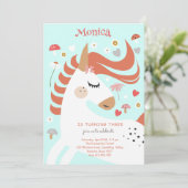 魔法お洒落ユニコーン子供の誕生日 招待状 (スタンド正面)