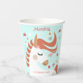 魔法お洒落ユニコーン子供の誕生日 紙コップ (裏面)