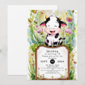 魔法お洒落牛誕生日 招待状 (正面/裏面)