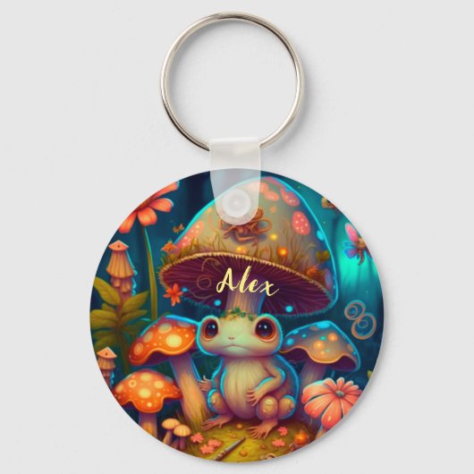 魔法かわいいカエルのキノコKeychain キーホルダー (正面)