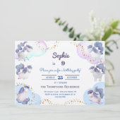 魔法かわいいユニコーン子供の誕生日 招待状 (スタンド正面)