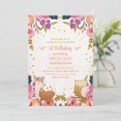 魔法かわいらしをかけられた森の動物1歳の誕生日 招待状 (スタンド正面)