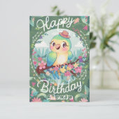 魔法かわいらしオウム誕生日 カード (スタンド正面)