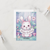 魔法かわいらしバニーデジタル誕生日 カード (正面/裏面インサイチュ)