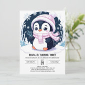 魔法かわいらしペンギンデジタル誕生日 招待状 (スタンド正面)