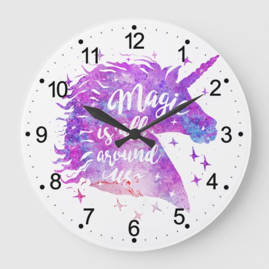 魔法がすべてのまわりに使用中-背景色の選択 ラージ壁時計 (正面)