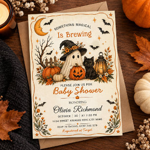 魔法が醸し出されるハロウィンベイビーシャワー 招待状