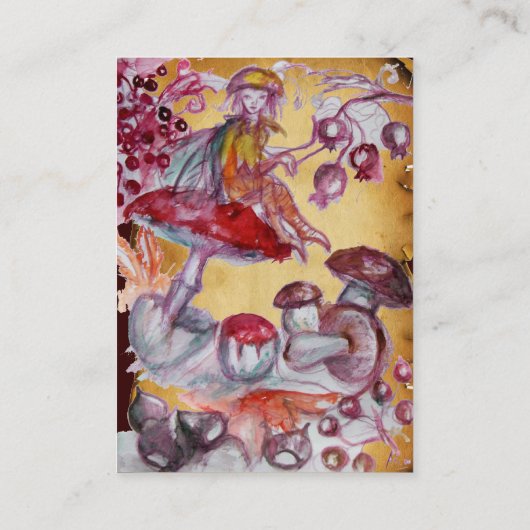 魔法きのこ羊皮紙のアンティーク小包 名刺 (裏面)