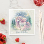 魔法きらめくお洒落ユニコーン子供の誕生日 スタンダードランチョンナプキン (インサイチュ)