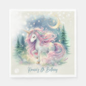 魔法きらめくお洒落ユニコーン子供の誕生日 スタンダードランチョンナプキン (正面)
