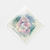 魔法きらめくお洒落ユニコーン子供の誕生日 スタンダードランチョンナプキン (角)