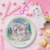 魔法きらめくお洒落ユニコーン子供の誕生日 ペーパープレート (パーティー)