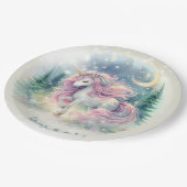 魔法きらめくお洒落ユニコーン子供の誕生日 ペーパープレート (アングル)