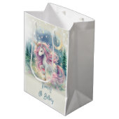 魔法きらめくお洒落ユニコーン子供の誕生日 ミディアムペーパーバッグ (正面アングル)