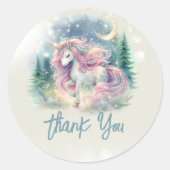 魔法きらめくお洒落ユニコーン子供の誕生日 ラウンドシール (正面)