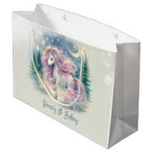 魔法きらめくお洒落ユニコーン子供の誕生日 ラージペーパーバッグ (裏面アングル)