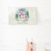 魔法きらめくお洒落ユニコーン子供の誕生日 横断幕 (インサイチュ)