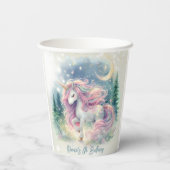 魔法きらめくお洒落ユニコーン子供の誕生日 紙コップ (裏面)