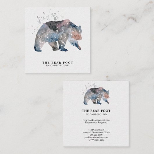 *~*魔法くまの自然のアウトドアの水彩画 スクエア名刺 (正面/裏面)