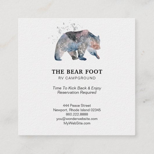 *~*魔法くまの自然のアウトドアの水彩画 スクエア名刺 (裏面)